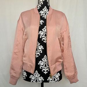 Pink Satin Bomber Jacket